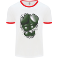 Gym Green Torso Ripped Muscles Effect Mens White Ringer T-Shirt White/Red