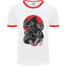 Magic Mushrooms Weed Japanese Alien Mens White Ringer T-Shirt White/Red