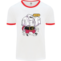 Funny Santa Ghost Christmas Halloween Mens White Ringer T-Shirt White/Red