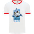 Daddy Shark Funny Father's Day Mens Ringer T-Shirt White/Red