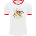 Flying Steampunk Dog Mens White Ringer T-Shirt White/Red