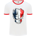 Gym French Tricolour Flag Muscles France Mens White Ringer T-Shirt White/Red