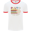 Pluto Never Forget Space Astronomy Planet Mens White Ringer T-Shirt White/Red