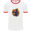 The Australian Flag Fire Effect Australia Mens White Ringer T-Shirt White/Red
