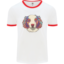Australian Shepherd Dog Mens Ringer T-Shirt White/Red