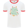 Stay Trippy Hippy Magic Mushrooms Drugs Mens White Ringer T-Shirt White/Red