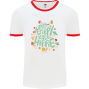 Stay Trippy Hippy Magic Mushrooms Drugs Mens White Ringer T-Shirt White/Red