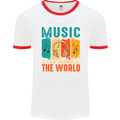 Music Can Change the World Mens Ringer T-Shirt White/Red