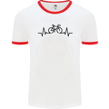 Bicycle Pulse Cycling Cyclist Road Bike Mens White Ringer T-Shirt White/Red