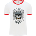 Bad to the Bone Biker Skull Angel Motorbike Mens White Ringer T-Shirt White/Red