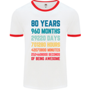 80th Birthday 80 Year Old Mens Ringer T-Shirt White/Red
