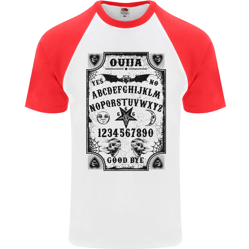 Ouija Board Voodoo Demons Spirits Halloween Mens S/S Baseball T-Shirt White/Red