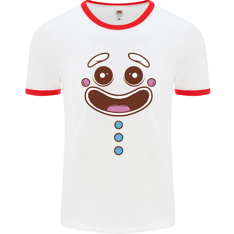 A GingerBread Man Mens White Ringer T-Shirt White/Red