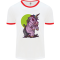 A Zombie Unicorn Funny Halloween Horror Mens White Ringer T-Shirt White/Red