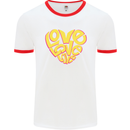 Love Word Art Heart Shape Anti-War Hippy Mens White Ringer T-Shirt White/Red