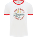 21st Birthday 21 Year Old Awesome Looks Like Mens White Ringer T-Shirt White/Red