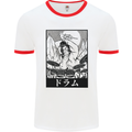 Sumo Wrestler Drummer Drumming Drum Mens White Ringer T-Shirt White/Red