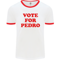 Vote For Pedro Mens White Ringer T-Shirt White/Red