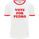 Vote For Pedro Mens White Ringer T-Shirt White/Red