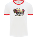 Banksy Style Fake Chinese Dragon Mens White Ringer T-Shirt White/Red