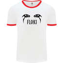 Floki Eyes Vikings Valhalla Odin Mens White Ringer T-Shirt White/Red