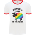 Rainbow Sheep Funny LGBT Gay Pride Day Mens White Ringer T-Shirt White/Red