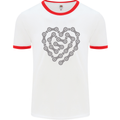 Bike Heart Chain Cycling Biker Motorcycle Mens White Ringer T-Shirt White/Red