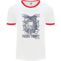 Pacific Pirates Sailing Sailor Boat Mens White Ringer T-Shirt White/Red