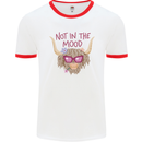 Not in the Mood Funny Highland Cow Mens White Ringer T-Shirt White/Red