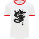 Ink Dragon Tattoo Mens White Ringer T-Shirt White/Red