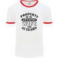 45th Wedding Anniversary 45 Year Funny Wife Mens Ringer T-Shirt White/Red