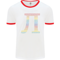 Rainbow Pie Day Maths Mathematics LGBT Mens White Ringer T-Shirt White/Red