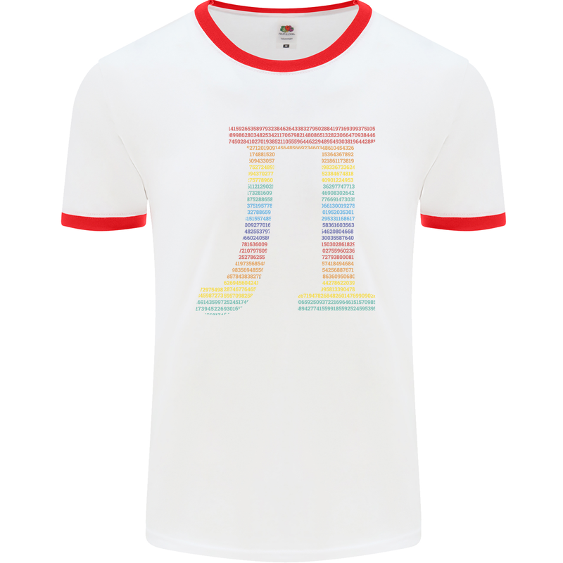 Rainbow Pie Day Maths Mathematics LGBT Mens White Ringer T-Shirt White/Red