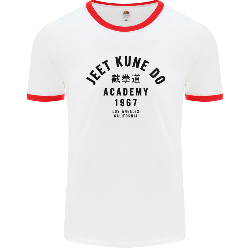 Jeet Kune Do Academy MMA Martial Arts Mens White Ringer T-Shirt White/Red