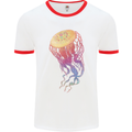 Colourful Jellyfish Ocean Life Mens White Ringer T-Shirt White/Red