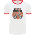 Old School Biker Bicycle Chopper Cycling Mens White Ringer T-Shirt White/Red