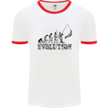 Evolution of a Fisherman Funny Fisherman Mens White Ringer T-Shirt White/Red