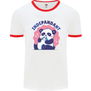 Indepandant Funny Independant Panda Bear Mens White Ringer T-Shirt White/Red