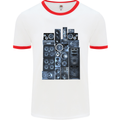 Speaker Stack Music HI-FI Mens White Ringer T-Shirt White/Red