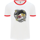 Koi Carp Yin and Yang Fish Pond Mens White Ringer T-Shirt White/Red