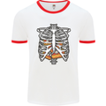 Pie Inside a Skeleton Torso Funny Food Mens White Ringer T-Shirt White/Red