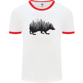 A Hedgehog Depicting a Forest Mens White Ringer T-Shirt White/Red