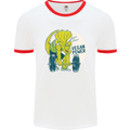 Vegan Power Gym Bodybuilding Vegetarian Mens White Ringer T-Shirt White/Red