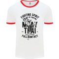 Muay Thai Full Contact Martial Arts MMA Mens White Ringer T-Shirt White/Red