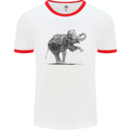 Dancing Musical Elephant Ghetto Blaster Mens White Ringer T-Shirt White/Red