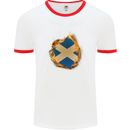 St. Andrew's Cross Scottish Flag Scotland Mens White Ringer T-Shirt White/Red