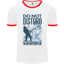 Fishing Do Not Disturb Funny Fisherman Mens White Ringer T-Shirt White/Red