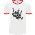 Cthulhu Skull Mens White Ringer T-Shirt White/Red