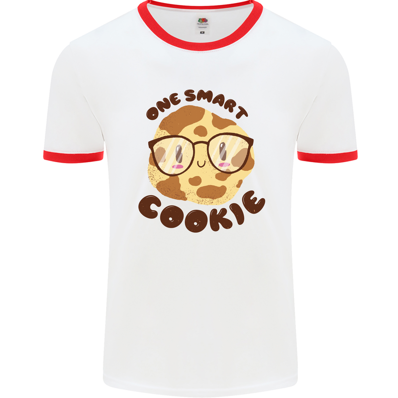 A Smart Cookie Funny Food Nerd Geek Maths Mens White Ringer T-Shirt White/Red