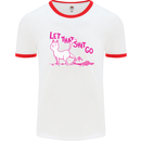 Cat Let that Sh!t Go Funny Pet Kitten Rude Mens White Ringer T-Shirt White/Red
